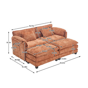 English Elm United Cozy Two-Seat Chenille Sofa With Detachable Armrests, Footstools, And Side Pockets For Comfort P1 W1568S00141-GIGA