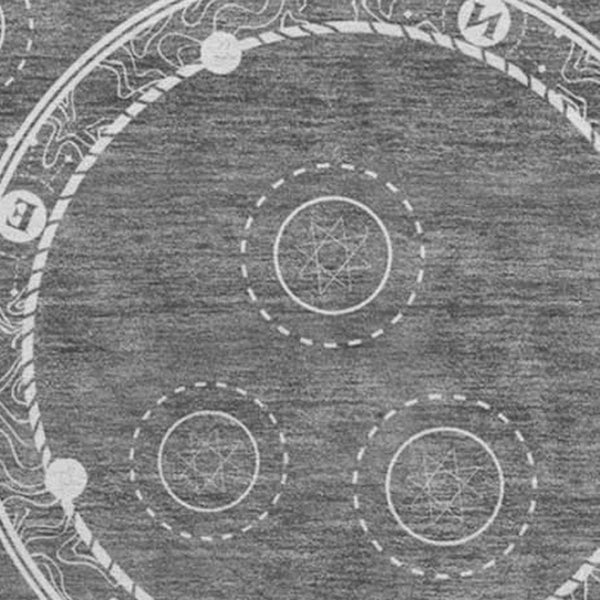 HomeRoots 8' Gray and Ivory Nautical Round Rug - Washable, UV-Protected, and Perfect for Coastal Homes! 645460