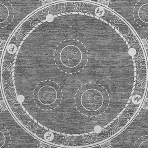 HomeRoots 8' Gray and Ivory Nautical Round Rug - Washable, UV-Protected, and Perfect for Coastal Homes! 645460