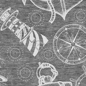 HomeRoots 8' X 10' Gray And Ivory Coastal Nautical Area Rug - Washable, Stain Resistant, UV Protected Comfort 645461