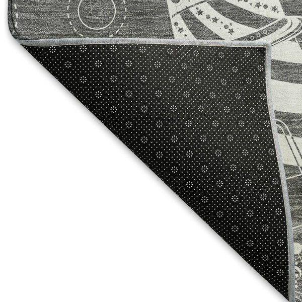HomeRoots 10' X 14' Gray And Ivory Nautical Area Rug - Washable, UV Protected, Stylish for Indoor & Outdoor Use! 645463
