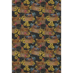 HomeRoots 9' X 12' Washable Animal Print Area Rug in Midnight Yellow & Brown with UV Protection & Stain Resistance 645480