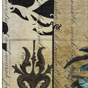 HomeRoots 9' X 12' Midnight Red & Beige Washable Animal Print Rug - Durable, UV-Protected & Stylish Home Accent 645486