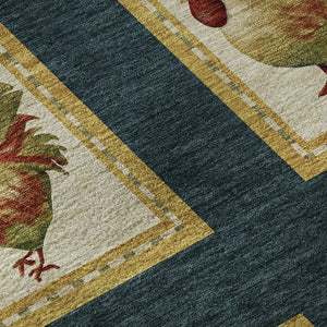 HomeRoots 8' X 10' Washable Area Rug in Midnight Gold & Red - Stylish Animal Print with UV Protection & Durability 645491