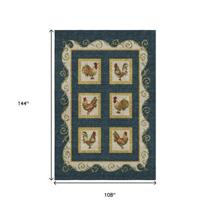 HomeRoots 9' X 12' Stunning Midnight Gold & Red Animal Print Area Rug - Washable, UV Protected & Stain Resistant! 645492