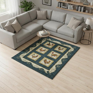 HomeRoots 9' X 12' Stunning Midnight Gold & Red Animal Print Area Rug - Washable, UV Protected & Stain Resistant! 645492