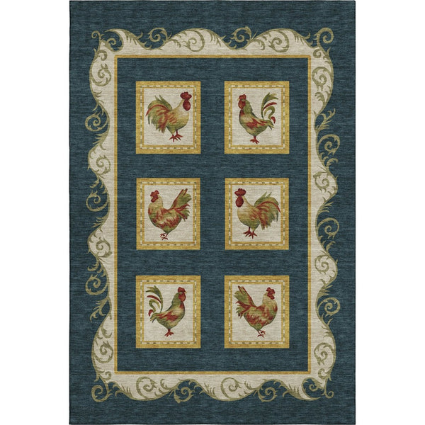 HomeRoots 9' X 12' Stunning Midnight Gold & Red Animal Print Area Rug - Washable, UV Protected & Stain Resistant! 645492
