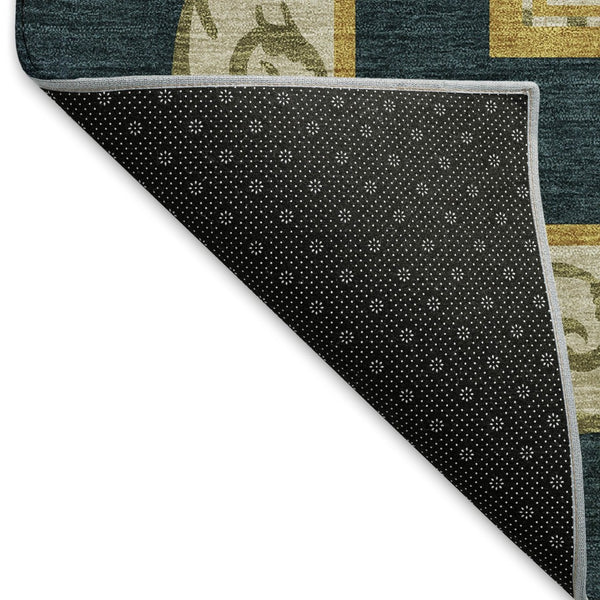 HomeRoots 9' X 12' Stunning Midnight Gold & Red Animal Print Area Rug - Washable, UV Protected & Stain Resistant! 645492