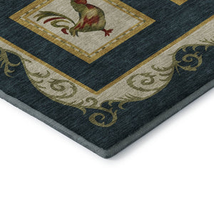 HomeRoots 9' X 12' Stunning Midnight Gold & Red Animal Print Area Rug - Washable, UV Protected & Stain Resistant! 645492