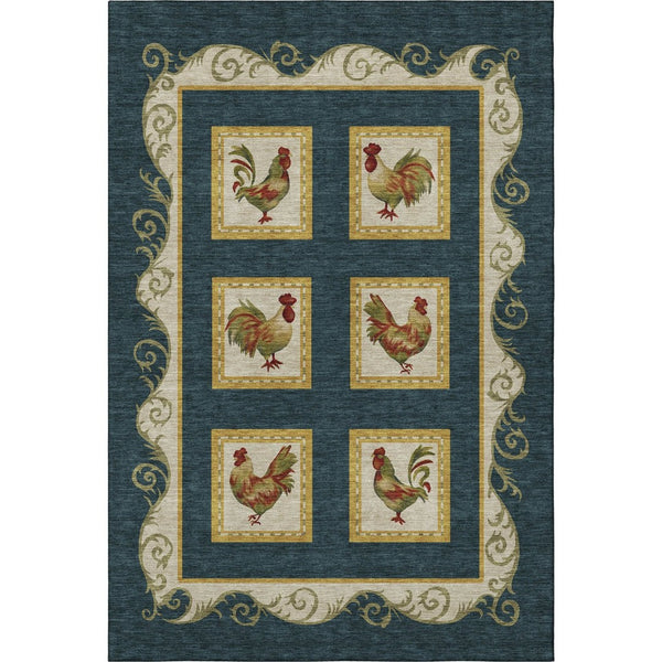 HomeRoots 10' X 14' Washable Animal Print Area Rug in Midnight Gold & Red - UV Protected for Busy Homes 645493