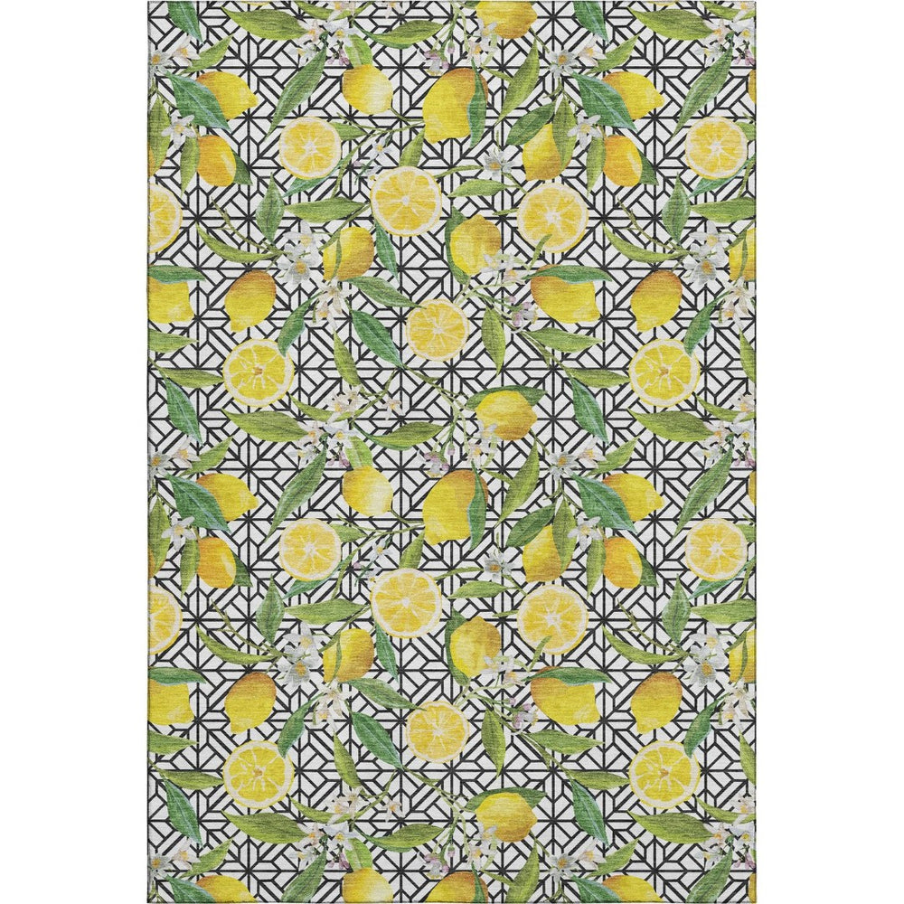 HomeRoots 8' X 10' Washable Area Rug with Botanical Leaves - Durable, Stylish, UV-Protected for Homes with Kids! 645497