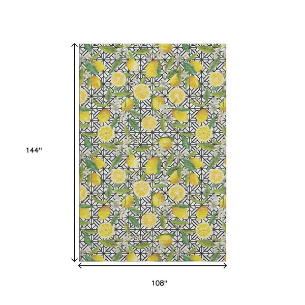 HomeRoots 9' X 12' Vibrant Botanical Leaves Washable Area Rug with UV Protection for Pet-Friendly Homes 645498