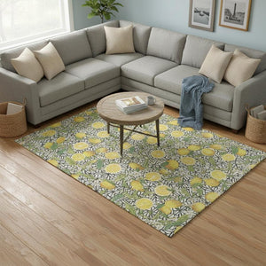 HomeRoots 9' X 12' Vibrant Botanical Leaves Washable Area Rug with UV Protection for Pet-Friendly Homes 645498