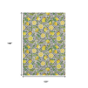 HomeRoots 10' Yellow Botanical Leaves Area Rug - Washable, UV Protected, Stain Resistant, Perfect for High-Traffic Spaces 645499