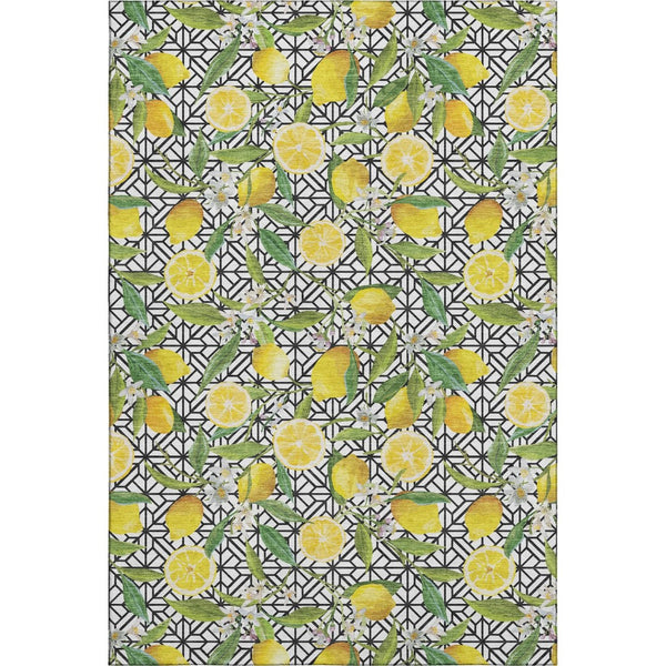 HomeRoots 10' Yellow Botanical Leaves Area Rug - Washable, UV Protected, Stain Resistant, Perfect for High-Traffic Spaces 645499