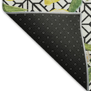 HomeRoots 10' Yellow Botanical Leaves Area Rug - Washable, UV Protected, Stain Resistant, Perfect for High-Traffic Spaces 645499