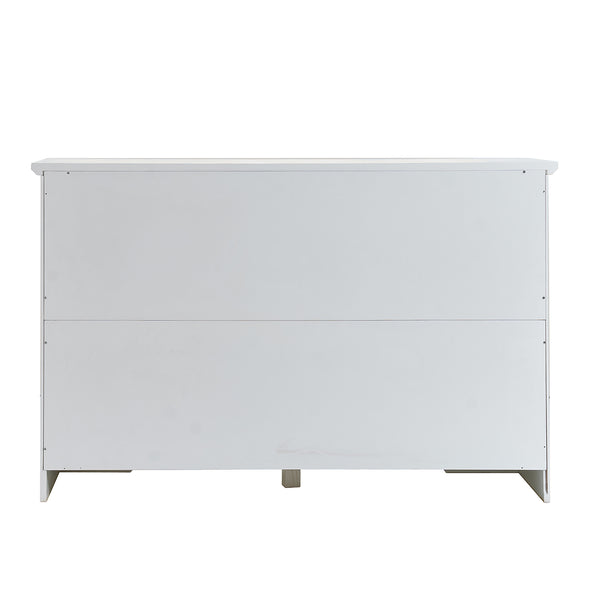 English Elm Sideboard 51" Farmhouse Buffet Cabinet with Glass Doors, Adjustable Shelves, Anti-Tip Storage White Oak W3417P321845