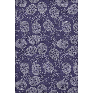 HomeRoots 8' X 10' Blue and Ivory Botanical Leaves Area Rug - Stylish, Washable, UV Protected for Busy Homes 645503