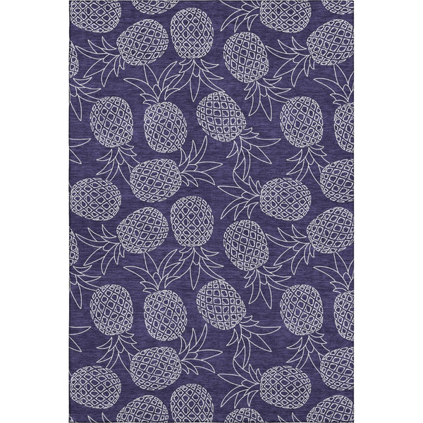 HomeRoots 10' X 14' Blue Ivory Botanical Leaves Area Rug - Washable, UV Protected, Durable for Homes & Pets 645505
