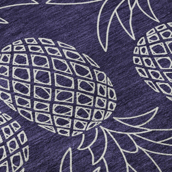 HomeRoots 10' X 14' Blue Ivory Botanical Leaves Area Rug - Washable, UV Protected, Durable for Homes & Pets 645505