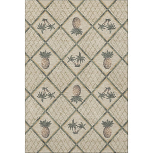 HomeRoots 10' X 14' Beige Gold Gray Botanical Area Rug - Washable, UV Protected, Durable for Busy Homes 645511