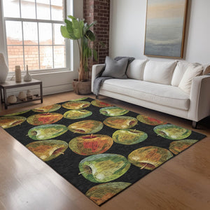 HomeRoots 5' X 8' Geometric Area Rug in Midnight Green & Red – Washable, UV-Protected, Stylish & Durable! 645513