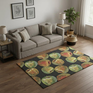 HomeRoots 5' X 8' Geometric Area Rug in Midnight Green & Red – Washable, UV-Protected, Stylish & Durable! 645513