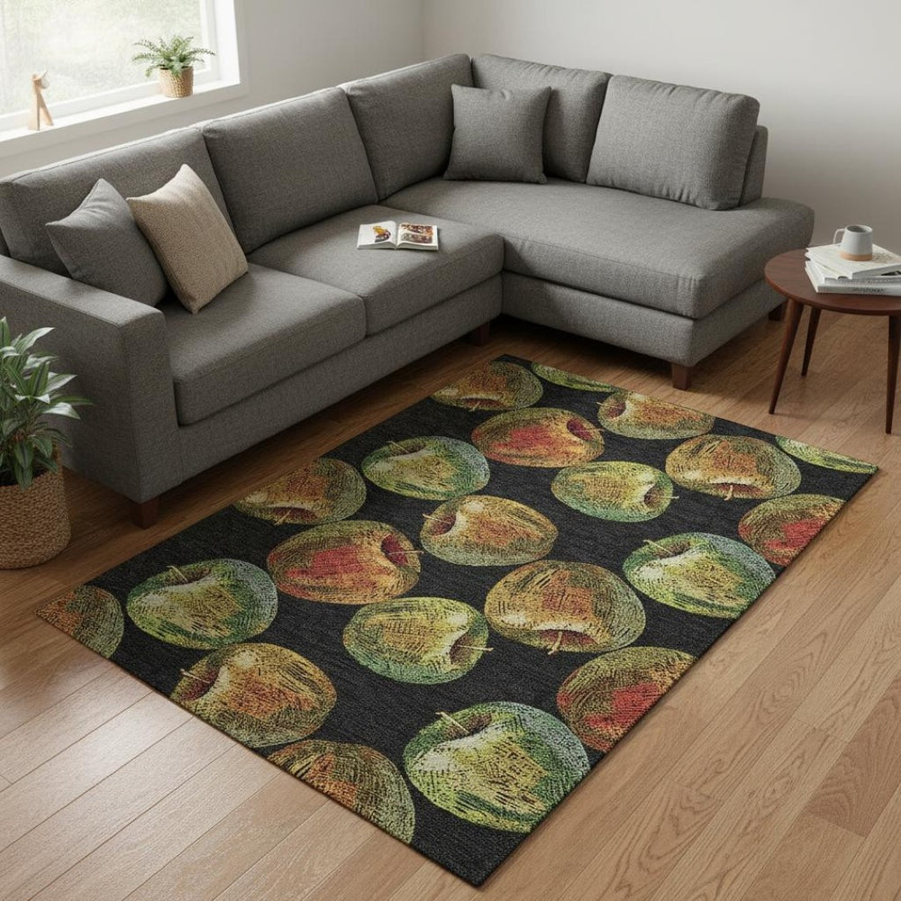 HomeRoots 8' X 10' Midnight Green & Red Geometric Area Rug – Washable, UV-Protected, Stylish Comfort for Homes 645515