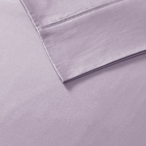JLA Home Madison Park - Cotton luxury sateen sheet set with OEKO-TEX comfort — soft peach finish, durable, easy-care sleep linens Purple MP20-7156