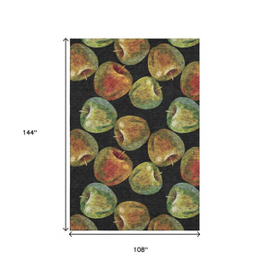 HomeRoots 9' X 12' Midnight Green & Red Geometric Washable Area Rug - UV Protected, Stain Resistant, Durable Design 645516