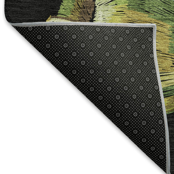 HomeRoots 9' X 12' Midnight Green & Red Geometric Washable Area Rug - UV Protected, Stain Resistant, Durable Design 645516