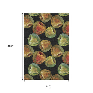 HomeRoots 10' X 14' Midnight Green & Red Geometric Area Rug - Washable, UV-Protected, Durable & Stylish Design 645517
