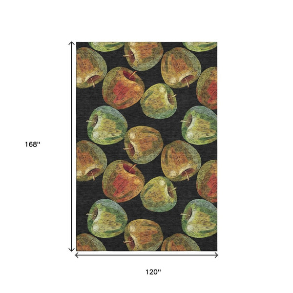 HomeRoots 10' X 14' Midnight Green & Red Geometric Area Rug - Washable, UV-Protected, Durable & Stylish Design 645517