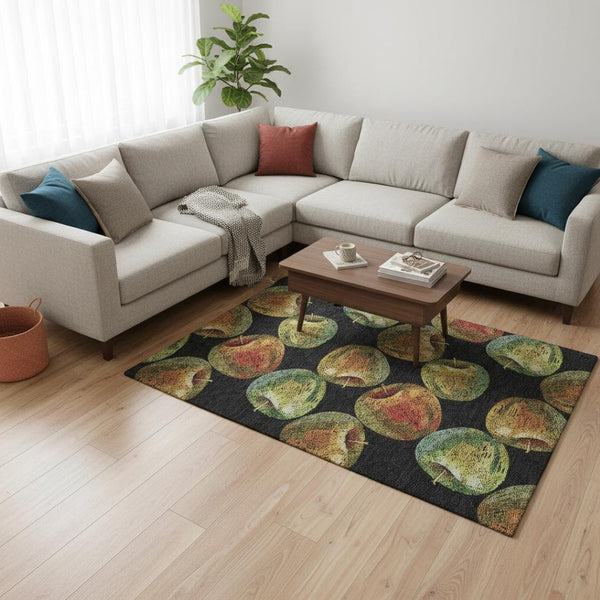 HomeRoots 10' X 14' Midnight Green & Red Geometric Area Rug - Washable, UV-Protected, Durable & Stylish Design 645517