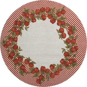 HomeRoots 8' Red And Ivory Geometric Round Rug - Washable, Stain-Resistant, UV Protected for High-Traffic Areas 645520