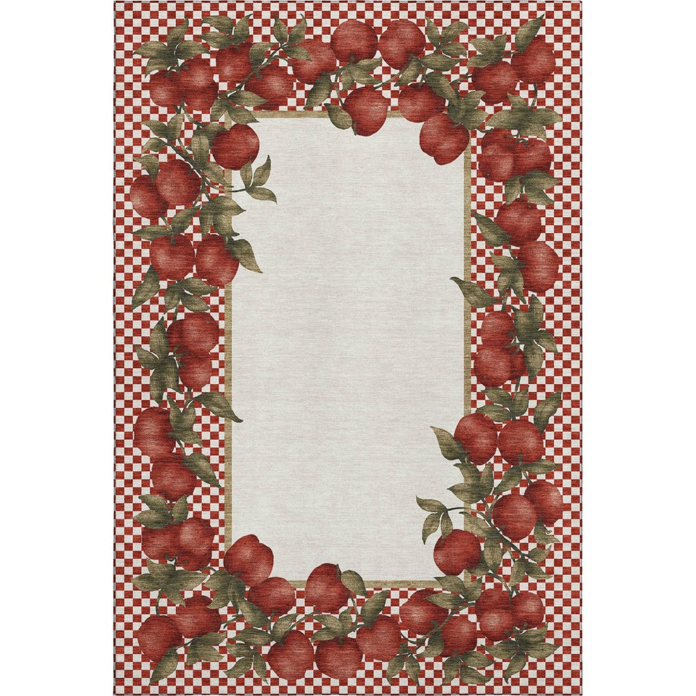 HomeRoots 8' X 10' Stylish Red and Ivory Geometric Area Rug - Washable, UV Protected, Perfect for Families! 645521