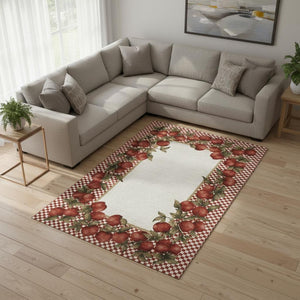 HomeRoots 8' X 10' Stylish Red and Ivory Geometric Area Rug - Washable, UV Protected, Perfect for Families! 645521