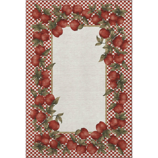 HomeRoots 8' X 10' Stylish Red and Ivory Geometric Area Rug - Washable, UV Protected, Perfect for Families! 645521