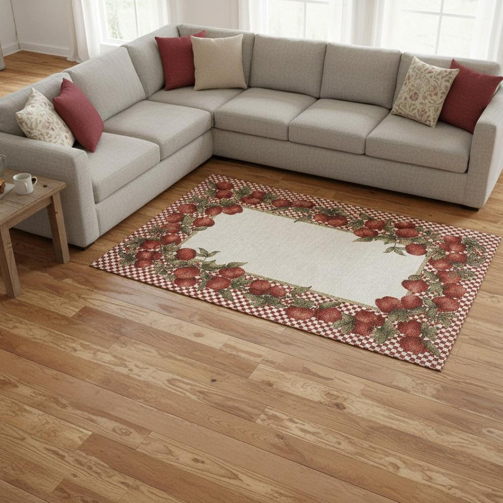HomeRoots 9' X 12' Red And Ivory Geometric Area Rug - Stylish, Washable, UV-Protected for Modern Homes 645522