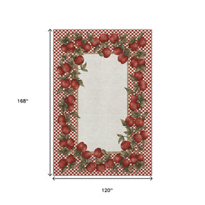HomeRoots 10' X 14' Red & Ivory Geometric Area Rug - Washable, UV Protected, Durable for Kids & Pets! 645523