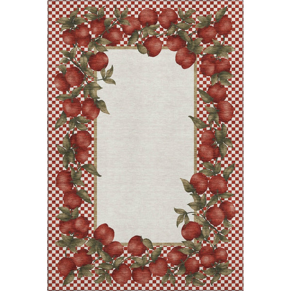 HomeRoots 10' X 14' Red & Ivory Geometric Area Rug - Washable, UV Protected, Durable for Kids & Pets! 645523