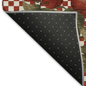 HomeRoots 10' X 14' Red & Ivory Geometric Area Rug - Washable, UV Protected, Durable for Kids & Pets! 645523