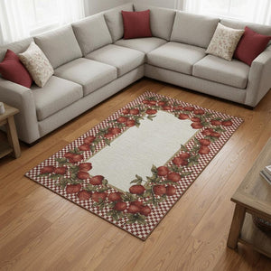 HomeRoots 10' X 14' Red & Ivory Geometric Area Rug - Washable, UV Protected, Durable for Kids & Pets! 645523