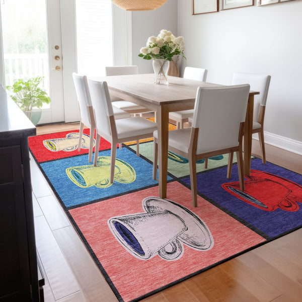 HomeRoots 5' X 8' Vibrant Geometric Washable Area Rug – Durable, UV-Protected & Stain-Resistant for Every Home 645525
