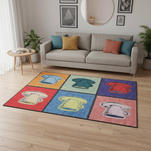 HomeRoots 5' X 8' Vibrant Geometric Washable Area Rug – Durable, UV-Protected & Stain-Resistant for Every Home 645525