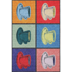 HomeRoots 10' Geometric Washable Area Rug in Vibrant Blue, Orange & Red – UV Protected for Stylish Durability 645529