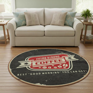 HomeRoots 8' Midnight Red Geometric Washable Round Rug - UV Protected, Stain Resistant, Perfect for Kids & Pets 645532
