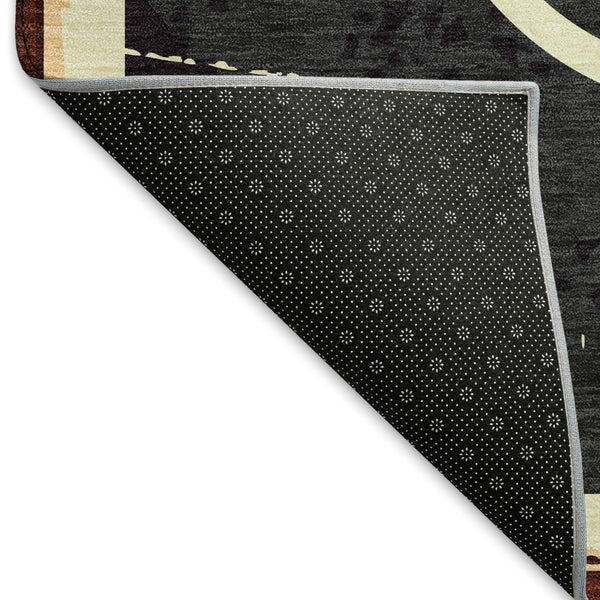 HomeRoots 8' X 10' Stylish Midnight Red and Ivory Geometric Area Rug – Washable, UV Protected, Durable Design 645533