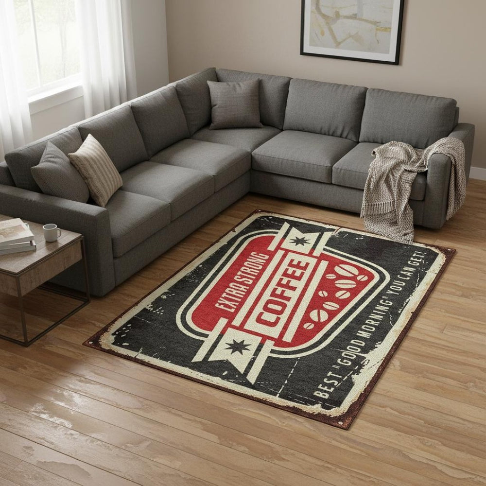 HomeRoots 9' X 12' Modern Midnight Red & Ivory Geometric Area Rug - Washable, UV Protected, & Durable Design! 645534