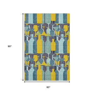 HomeRoots 5' X 8' Vibrant Geometric Area Rug – Washable, UV-Protected, Stain-Resistant, Perfect for Active Homes! 645543